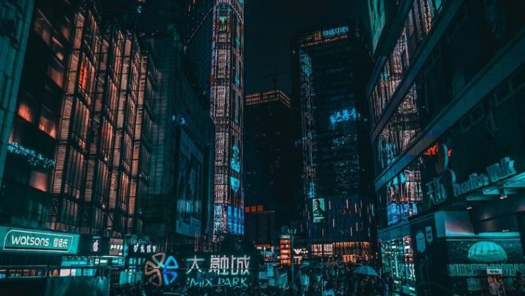 cyberpunk, miasto,